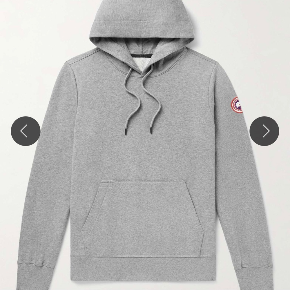 💥💥SOLD💥💥 Canada Goose XL Gray Huron NWT Hoodie with Red Disc Logo left sleeve